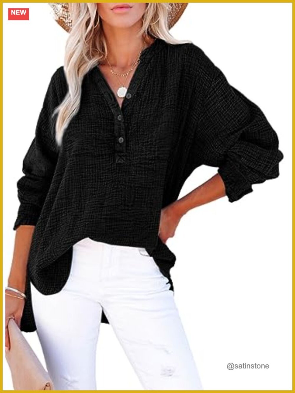 Womens Cotton V Neck Button Down Long Sleeve Oversized Boyfriend Blouse Tunics
